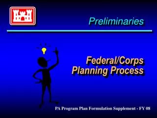 Preliminaries Federal/Corps 	Planning Process