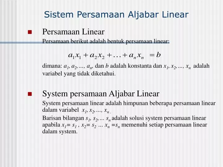 sistem persamaan aljabar linear