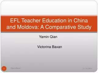 EFL Teacher Education in China and Moldova: A Comparative Study