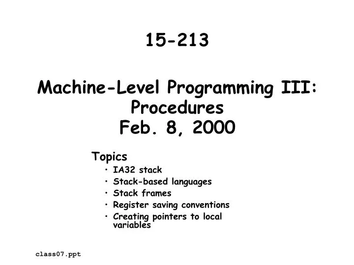 machine level programming iii procedures feb 8 2000