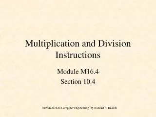 Multiplication and Division Instructions