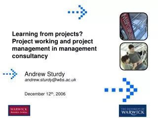 Learning from projects? Project working and project management in management consultancy
