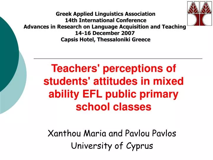teachers perceptions of students attitudes in mixed ability efl public primary school classes