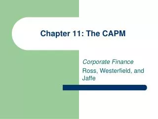 Chapter 11: The CAPM