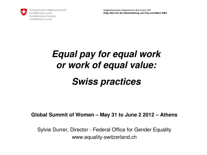 equal pay for equal work or work of equal value swiss practices