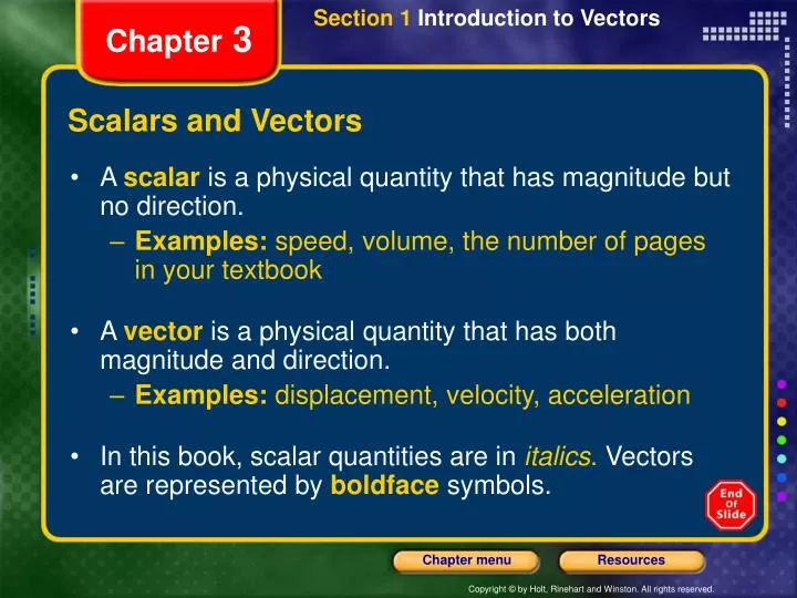 scalars and vectors