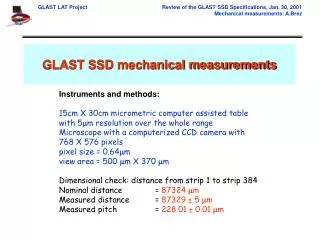 GLAST SSD mechanical measurements