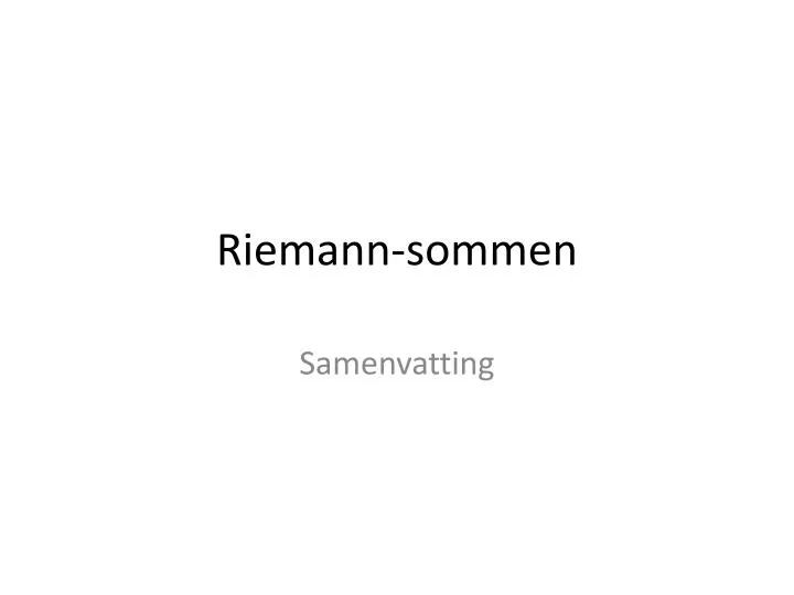 riemann sommen