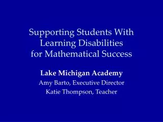 Supporting Students With Learning Disabilities for Mathematical Success