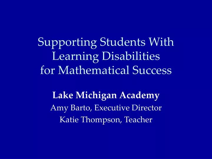 supporting students with learning disabilities for mathematical success