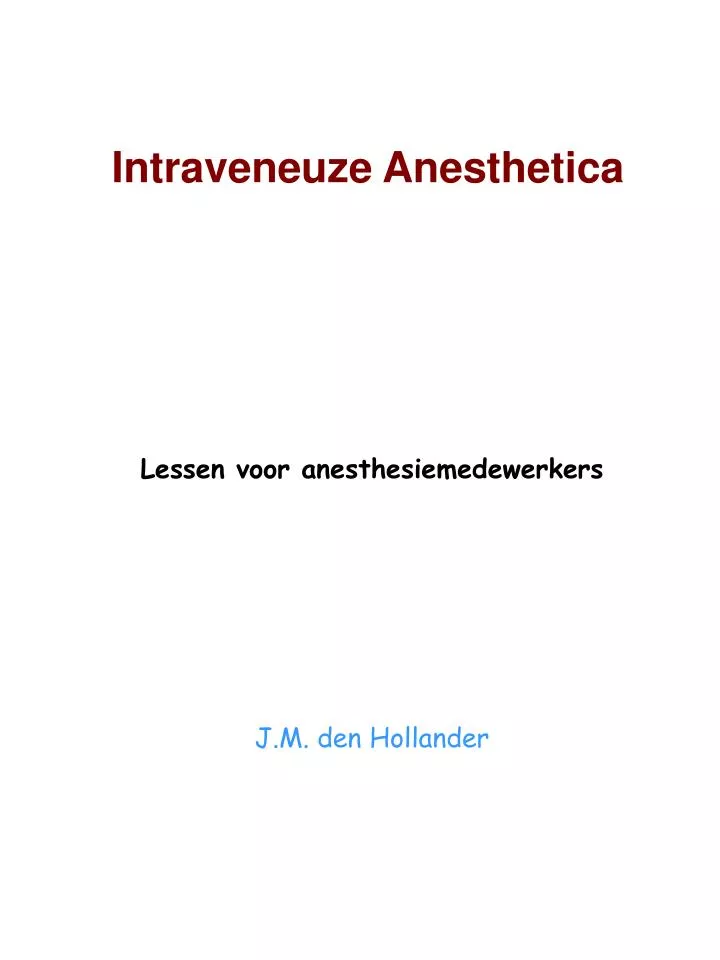 intraveneuze anesthetica
