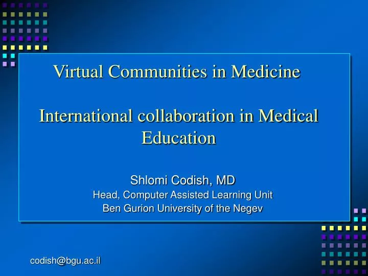 virtual communities in medicine international collaboration in medical education