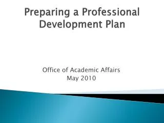 Preparing a Professional Development Plan