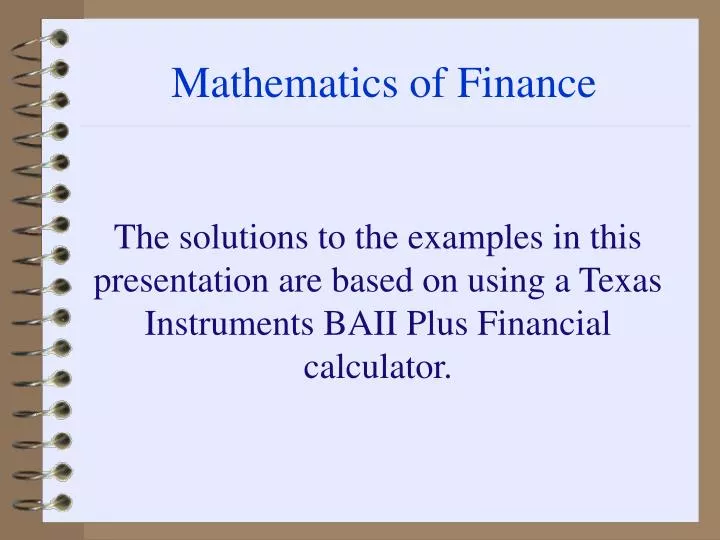mathematics of finance