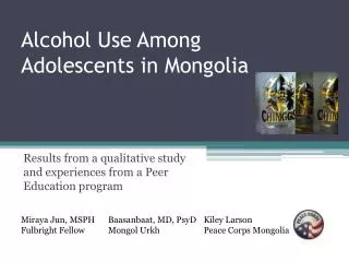 Alcohol Use Among Adolescents in Mongolia