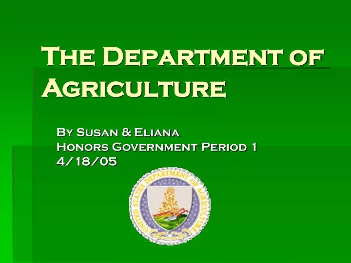 the department of agriculture