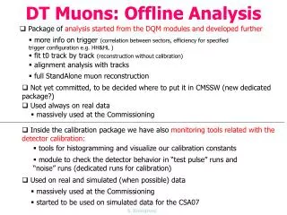 DT Muons: Offline Analysis