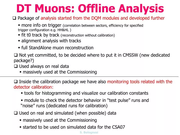 dt muons offline analysis