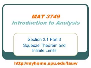 MAT 3749 Introduction to Analysis
