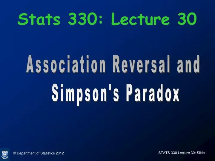 stats 330 lecture 30