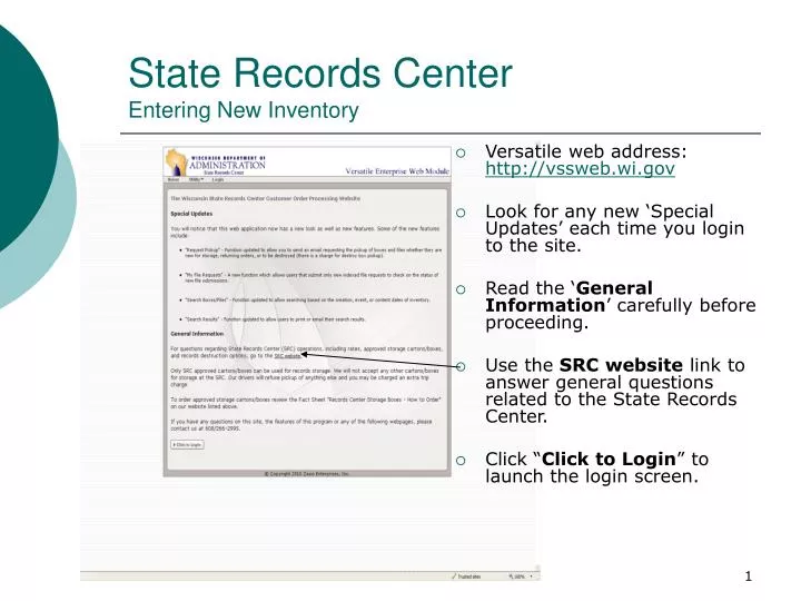 state records center entering new inventory