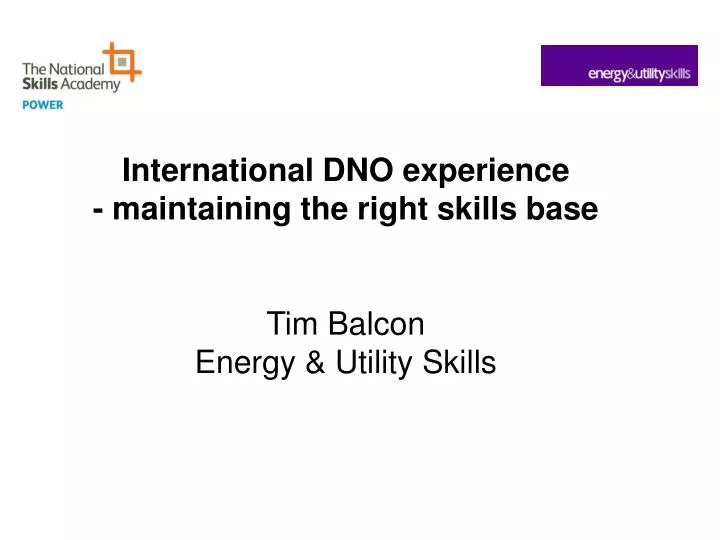 international dno experience maintaining the right skills base tim balcon energy utility skills