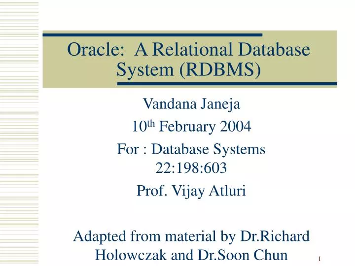 oracle a relational database system rdbms