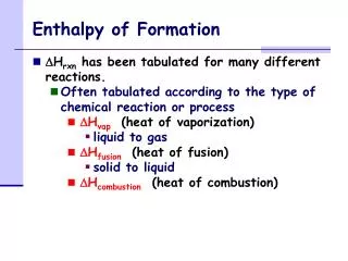 Enthalpy of Formation
