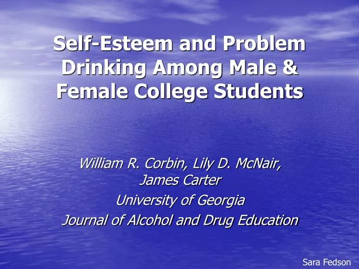 self esteem and problem drinking among male female college students