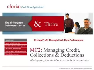 MC2: Managing Credit, Collections &amp; Deductions