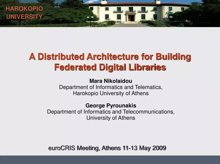 a distributed architecture for building federated digital libraries