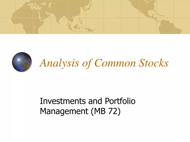 analysis of common stocks
