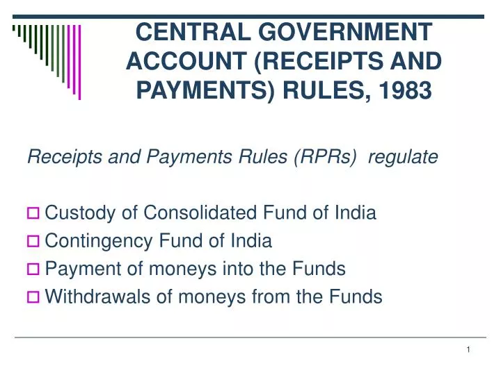 central government account receipts and payments rules 1983