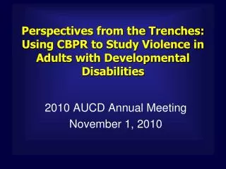 2010 AUCD Annual Meeting November 1, 2010