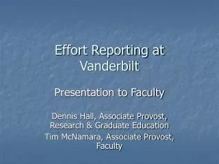 Effort Reporting at Vanderbilt