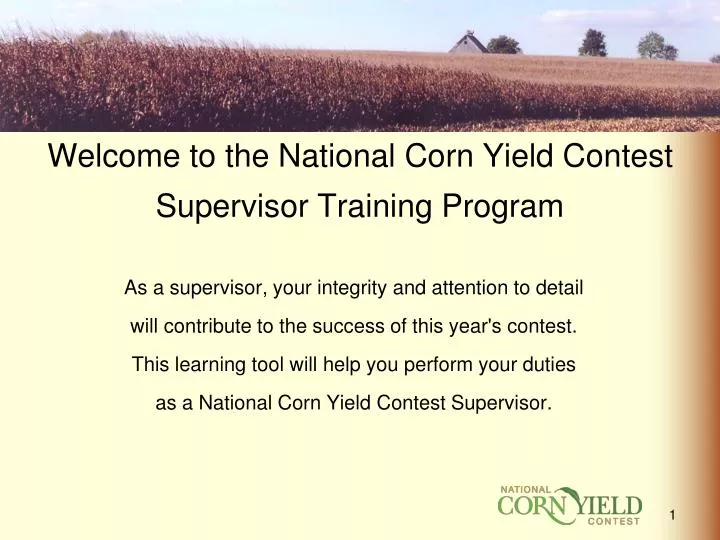 welcome to the national corn yield contest supervisor training program