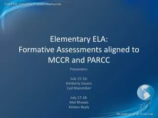 Elementary ELA: Formative Assessments aligned to MCCR and PARCC