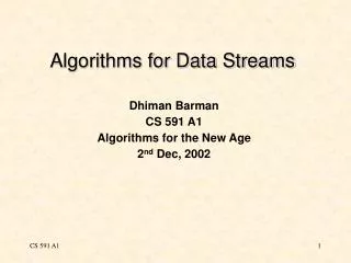Algorithms for Data Streams