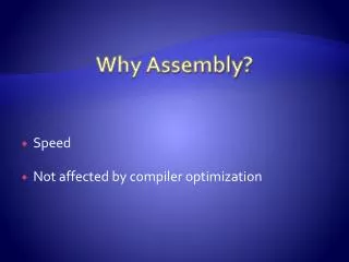 Why Assembly?
