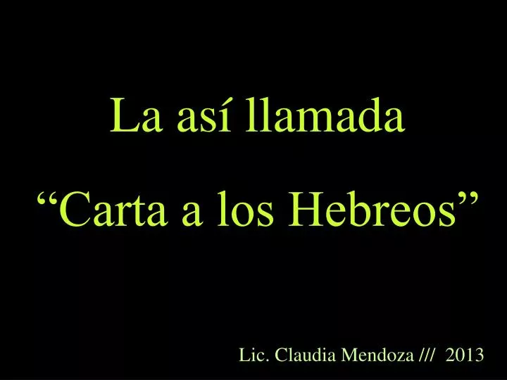 la as llamada carta a los hebreos