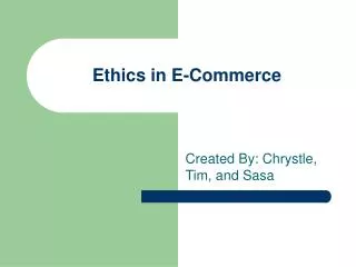 Ethics in E-Commerce