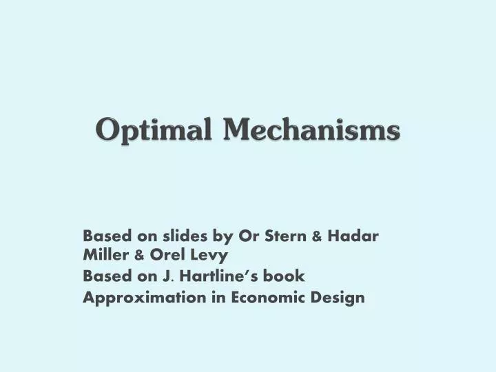 optimal mechanisms