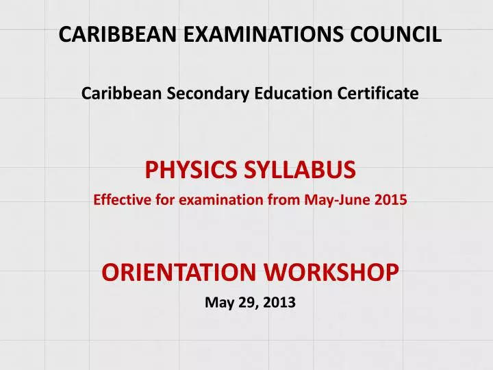 Ppt Caribbean Examinations Council Caribbean Secondary Education