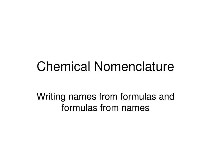 chemical nomenclature