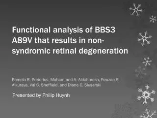 functional analysis of bbs3 a89v that results in non syndromic retinal degeneration