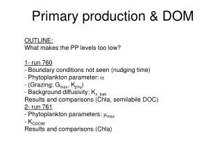 Primary production &amp; DOM