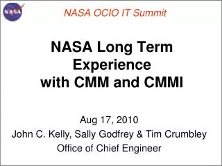 NASA Long Term Experience with CMM and CMMI