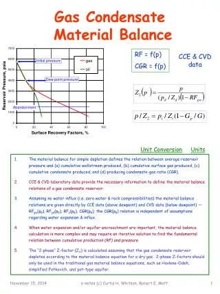 Gas Condensate Material Balance