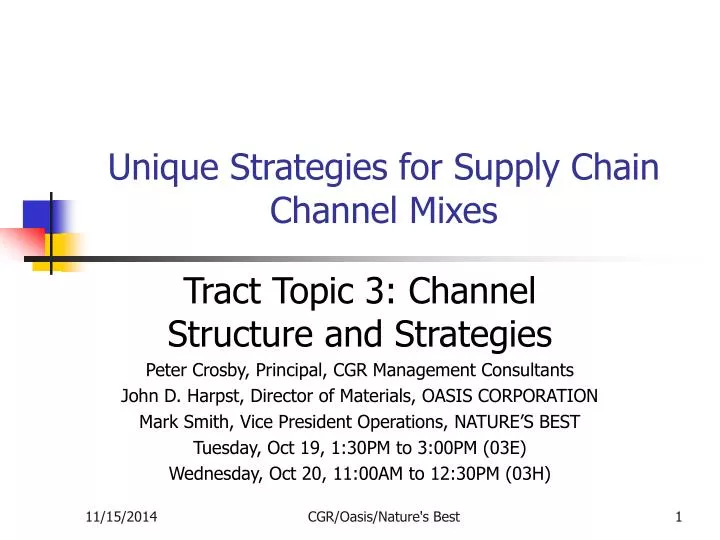 unique strategies for supply chain channel mixes