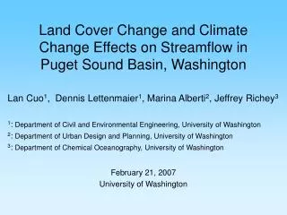 Land Cover Change and Climate Change Effects on Streamflow in Puget Sound Basin, Washington